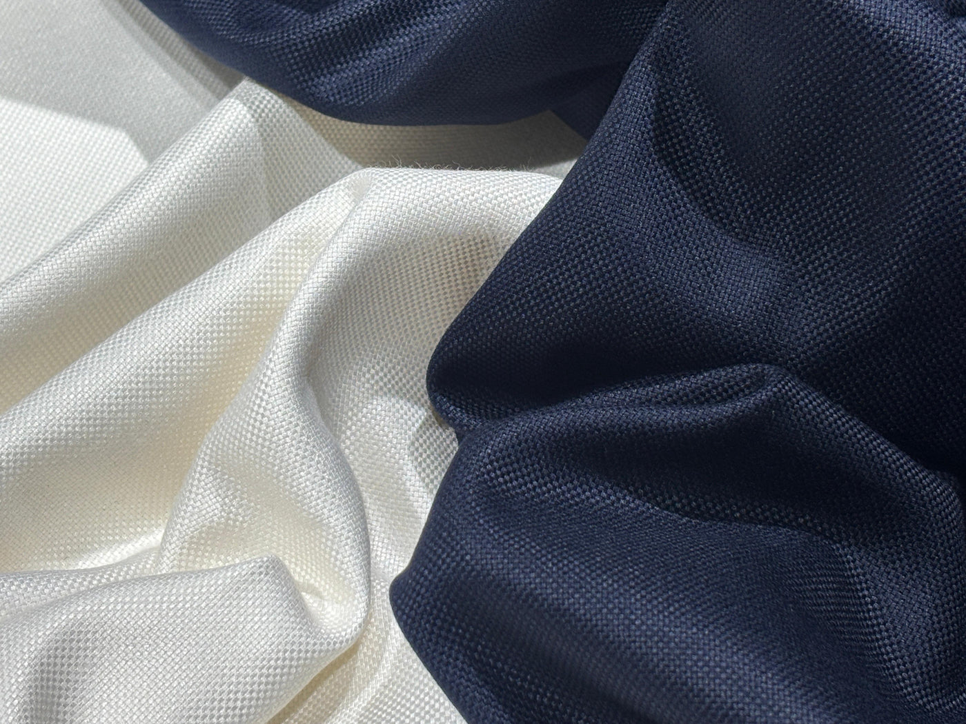 Huddersfield Bamboo suiting fabric made from 100% bamboo fiber 60" wide available in 2 colors white ivory and  dark navy [17010/11]