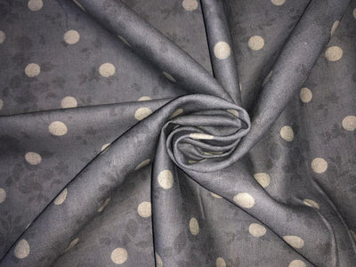 100% linen  digital print fabric 44" wide available in 2 colors grey with floral  dotted and salmon pink dots [15972/15973]
