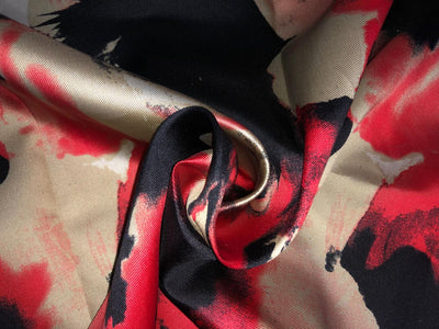100% Silk Taffeta Jacquard Fabric gold with red and black spray paint effect jacquard  54" wide TAFJACNEW25