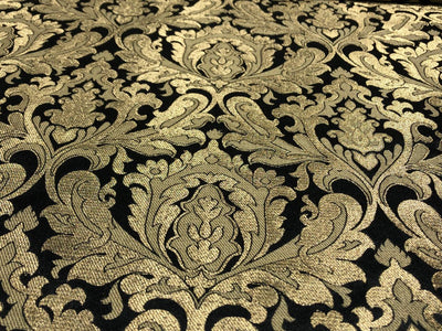 Brocade Heavy KING KHAB  Fabric  with white gold jacquard 44" wide available in 2 colors fiery rose and black BRO1052