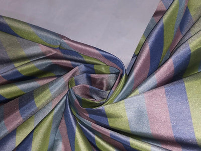 100% Silk Taffeta Fabric GREEN,BLUE,DUSTY ROSE Stripes 54" WIDE TAFS162[3]