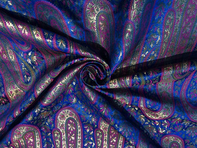Silk Brocade fabric multi color paisleys available in 2 colors royal blue and red  BRO1093[1/2]