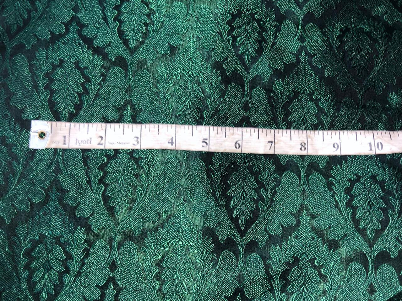 Silk Brocade fabric dark green with emerald green  jacquard  BRO1025[5]
