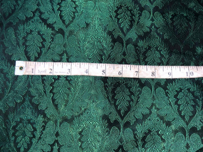 Silk Brocade fabric dark green with emerald green  jacquard  BRO1025[5]