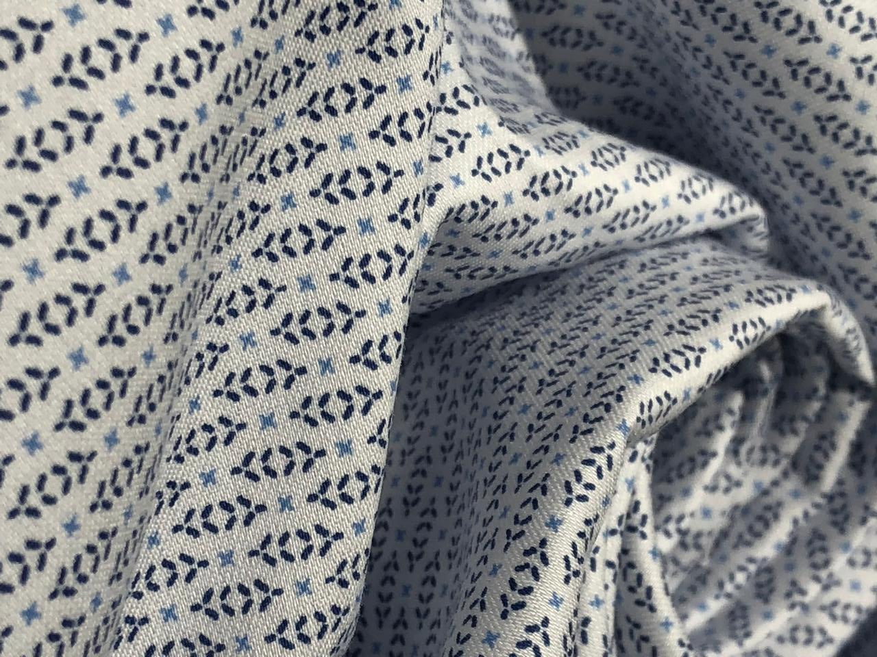100% Cotton Poplin Soft feel 58" tiny blue abstract motifs all over  [17583]