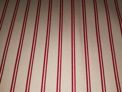 Cotton Denim Fabric ecru and red stripes 58" wide [16078]