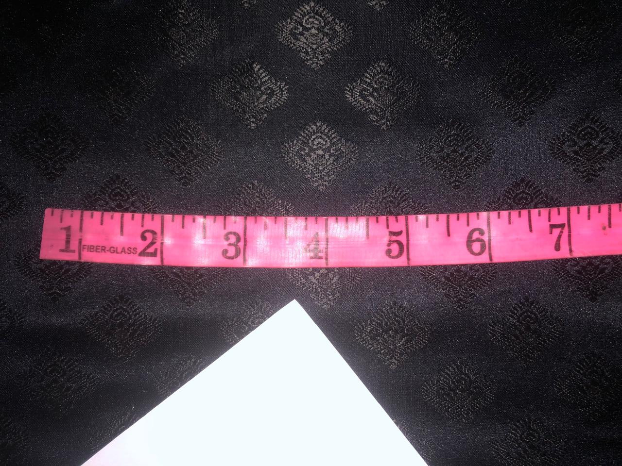 Silk Brocade fabric 44" wide BLACK SELF  MOTIFS BRO938[5]