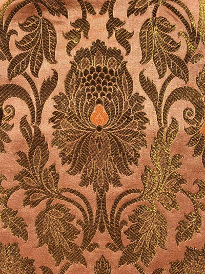 Brocade peach with metallic gold jacquard fabric 44&quot; wide BRO825[6]