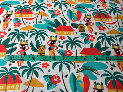 POLY MUSLIN PRINTED FABRIC 56" wide TROPICAL/ BEACH WEAR IN 4 DIFFERENT DESIGNS AND COLORS