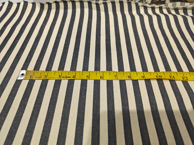 Cotton Denim Fabric ecru and navy herringbone stripes 58" wide [18241]ROLL