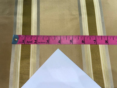 Silk Taffeta Fabric Shades of Gold & Cream colour with satin stripes 54" wide Taf#S107