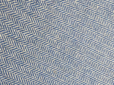 Suiting blended viscose ,poly, acrylic blue and white zig zag 58" wide [17717]