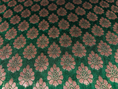 Brocade Fabric green with gold motif jacquard BRO421[4]