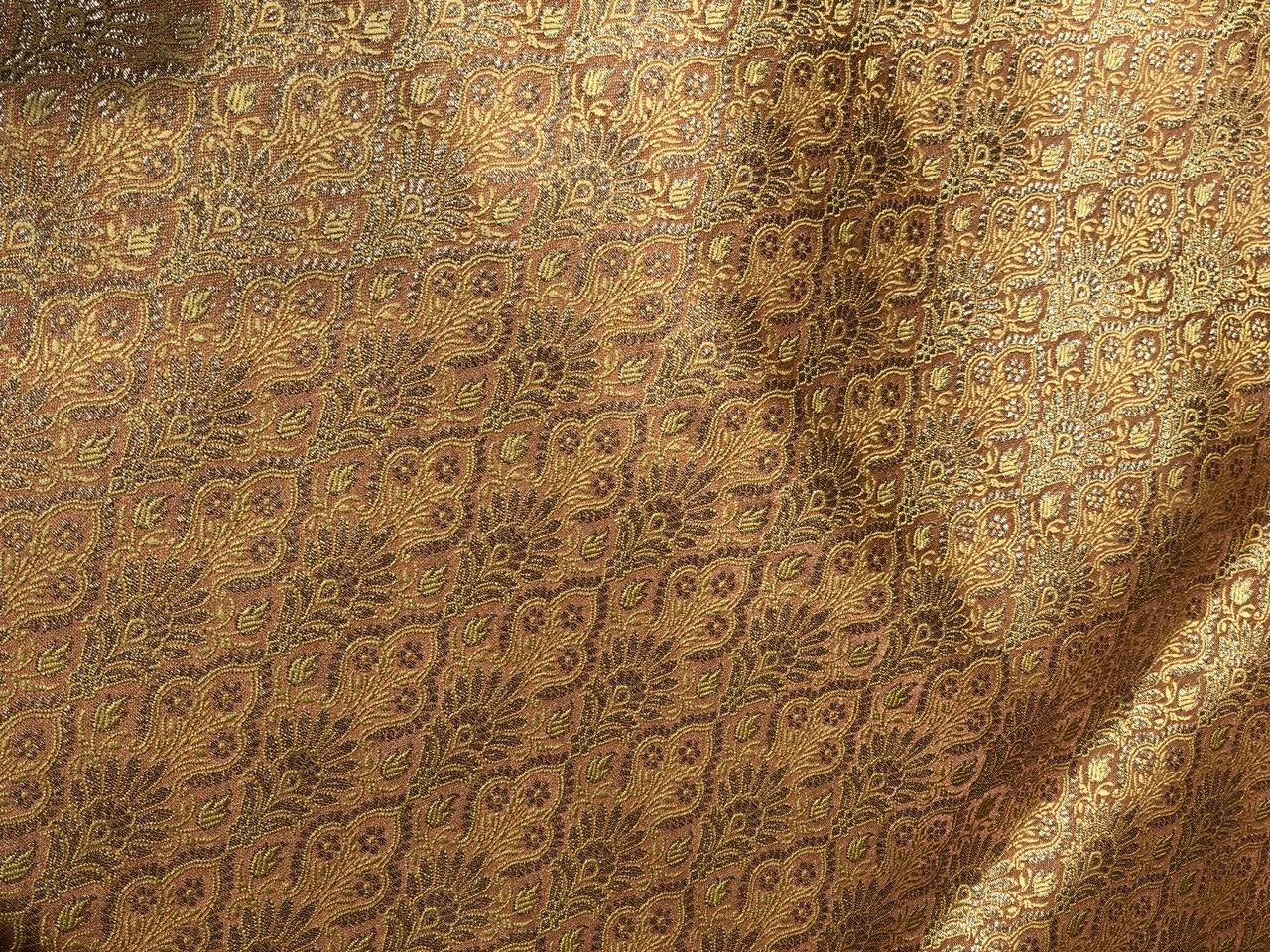 Silk Brocade fabric 44" available in 2 colors dusty peach, and peachy orange [BRO1041]