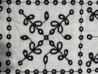 100% Linen Embroidery  black and white floral cutwork embroidery [17284]