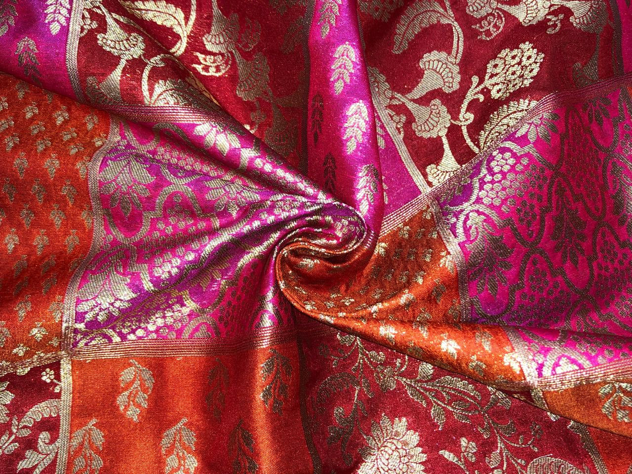 Silk Brocade fabric multi colour jacquard 44" wide BRO1071 available in 8 different color combinations[BRO1071[1-8]]