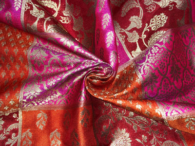 Silk Brocade fabric multi colour jacquard 44" wide BRO1071 available in 8 different color combinations[BRO1071[1-8]]