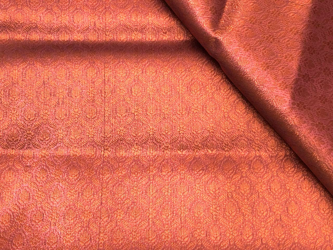 Silk Brocade fabric 44"two tone pink lavender floral jacquard motifsBRO1068[4]