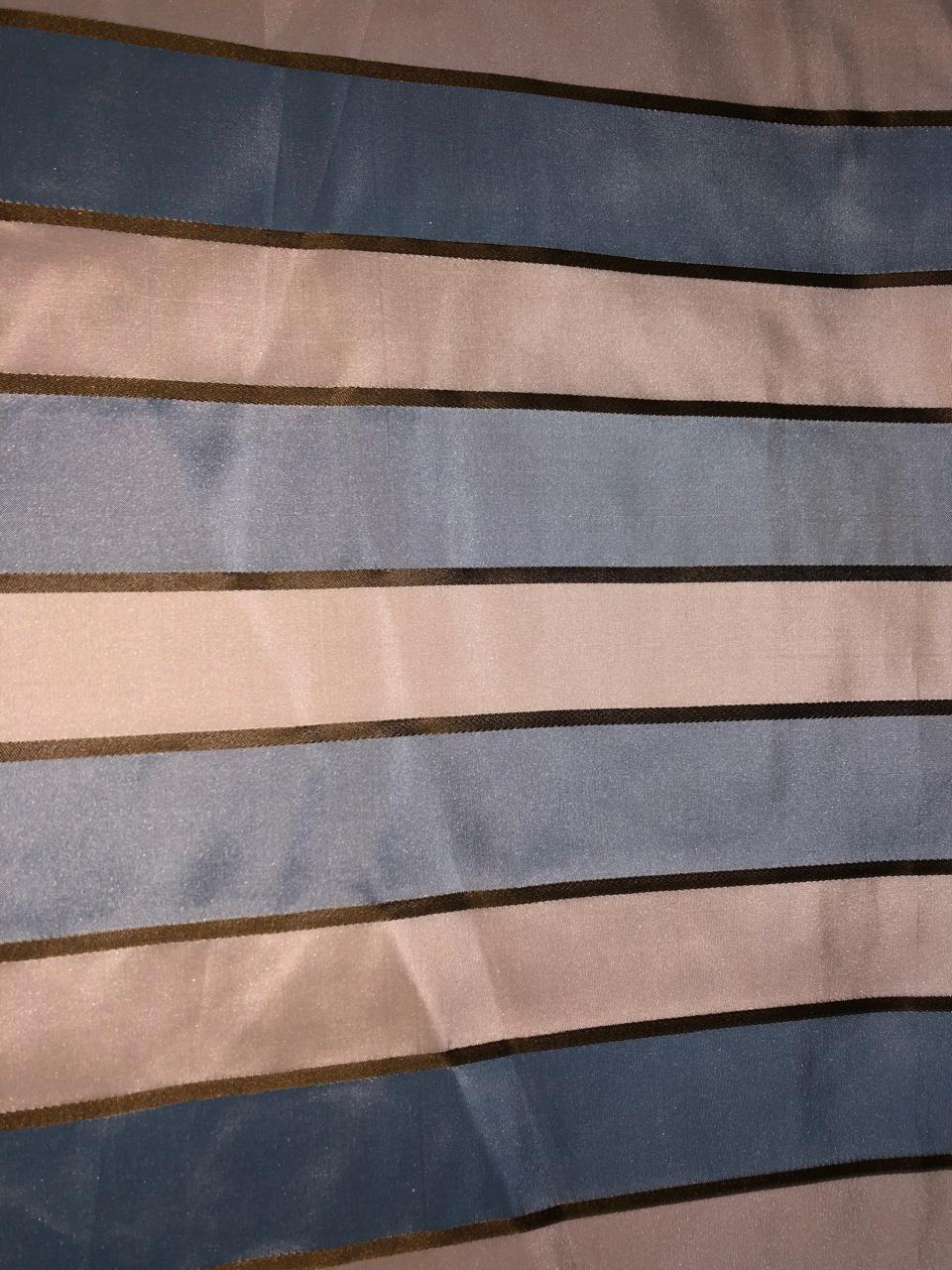 100% SILK TAFFETA IVORY ,SLATE BLUE AND GOLD  STRIPE 54" wide TAFSNEW10[1]