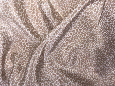 Pure silk  crepe printed fabric ivory with beige abstract print [18290]
