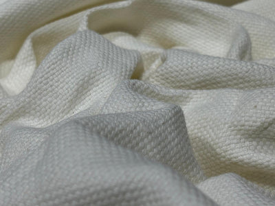 Linen Cotton Fabric with Basket Weave / Ivory / 54" wide / [17787]