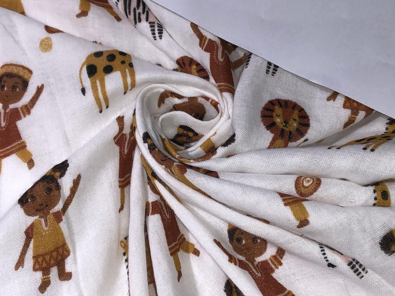 100% Cotton double cloth cotton print WHITE IVORY with CASUAL HOLIDAY PRINT[16763]