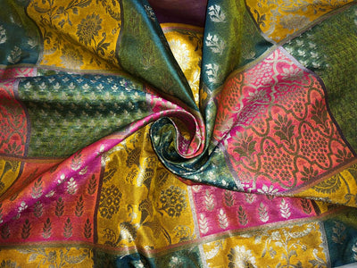 Silk Brocade fabric multi colour jacquard 44" wide BRO1071 available in 8 different color combinations[BRO1071[1-8]]