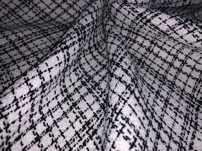 SUITING PLAIDS POLYESTER CREPE 58" BLACK AND WHITE [16892]