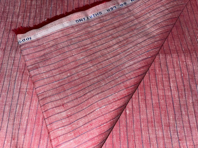 100% Linen stripe 60's Lea Fabric red and blue stripe58" wide [17193]