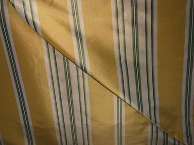100% Silk tafetta stripe golden mustard ,green and golden cream [tafnews29roll]