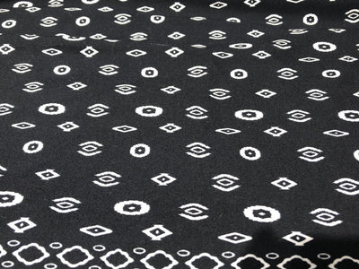 Premium Viscose Rayon fabric black and white 58" wide ,has a 12"border at the bottom [17586]