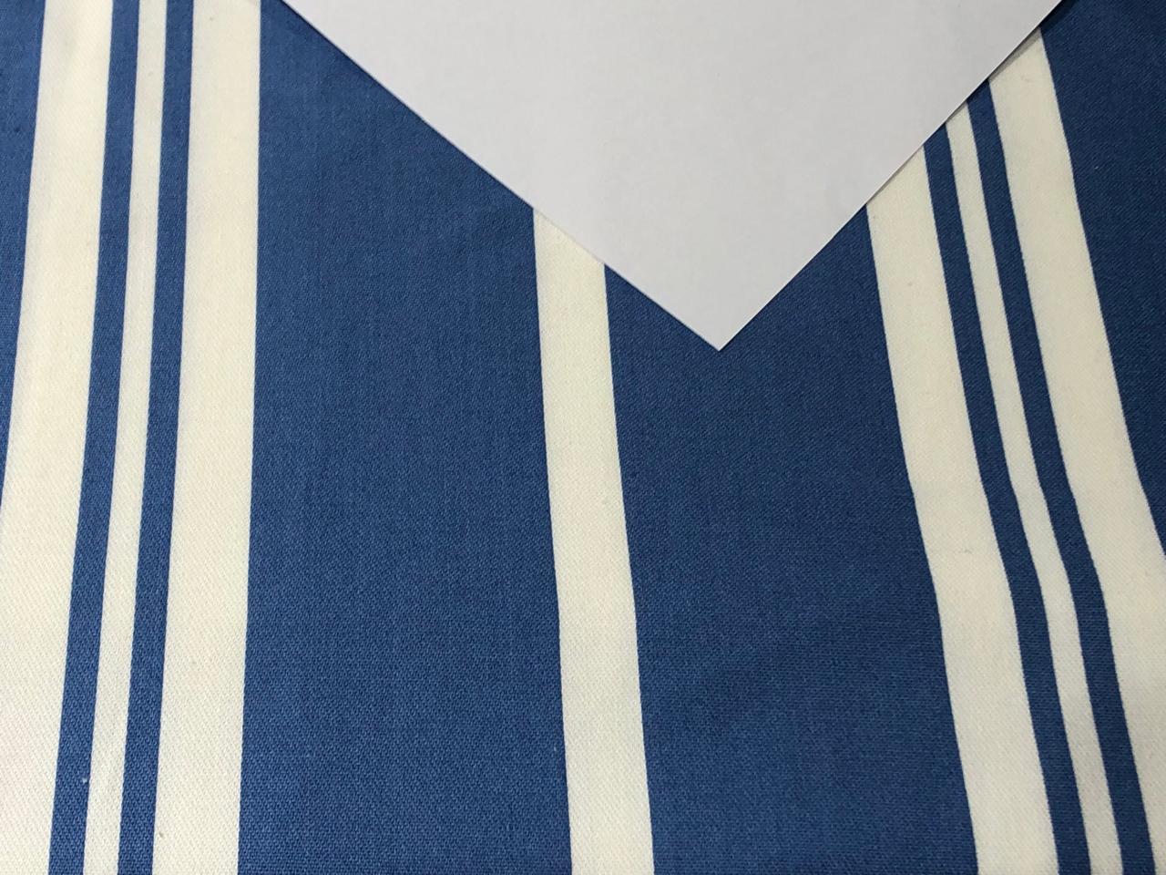 100% Cotton Denim  Fabric 58" wide BLUE WHITE STRIPE [16798]