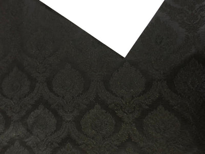 Silk Brocade fabric 44" wide JET BLACK MOTIFS  JACQUARD BRO965[5]