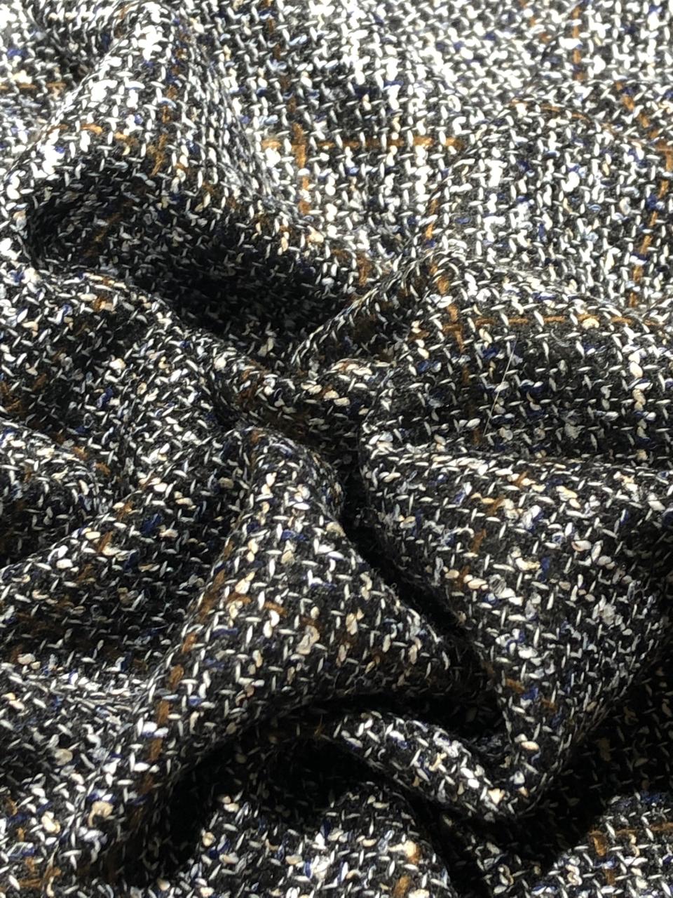 Suiting blended viscose ,poly, acrylic crepe 58" wide black, brown and white  [17718]