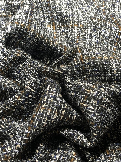 Suiting blended viscose ,poly, acrylic crepe 58" wide black, brown and white  [17718]