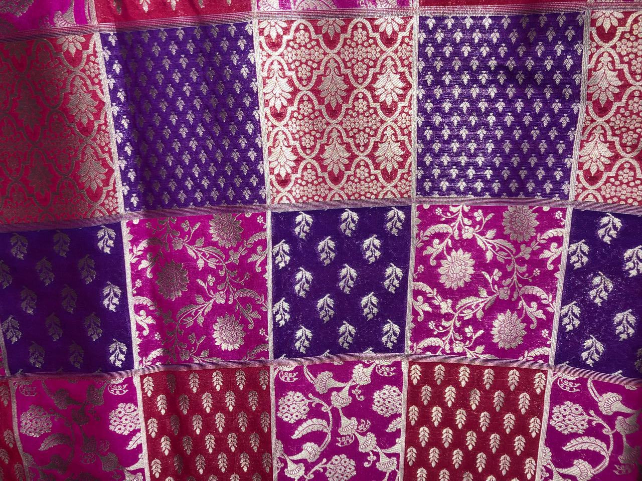 Silk Brocade fabric multi colour jacquard 44" wide BRO1071 available in 8 different color combinations[BRO1071[1-8]]