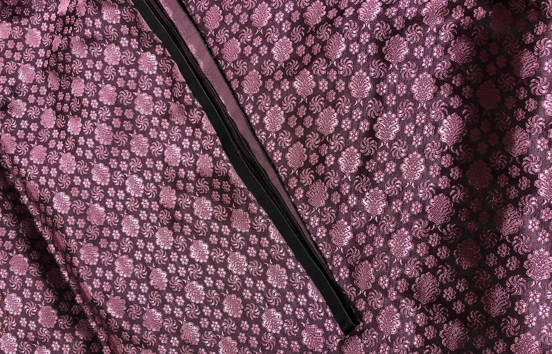 Silk Brocade fabric mulberry color with small self color motifs [17557]