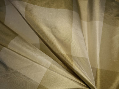 SILK TAFFETA FABRIC Shades of gold and cream colour plaids 54" wide TAF#C18