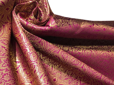 Silk Brocade fabric 44" wide INTRICATE JACQUARD available in 10 colors pink,gold,black,dark magenta,red,parot green,orange,royal blue,mango and burgandyBRO995