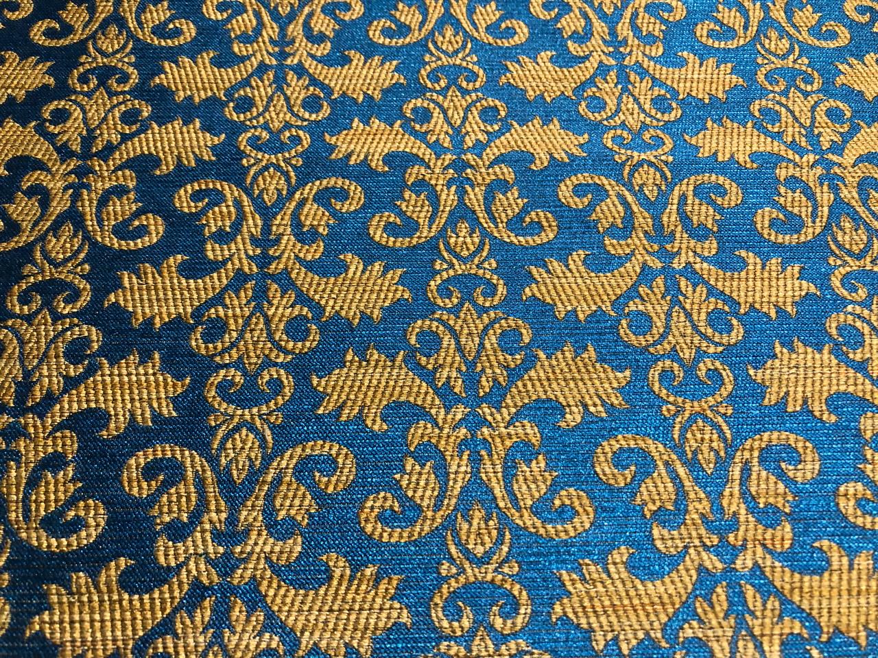 Brocade Fabric all over jacquard in a subtle gold available in 2 colors turquoise and royal blue 44" wide BRO421[1/2]