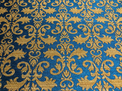 Brocade Fabric all over jacquard in a subtle gold available in 2 colors turquoise and royal blue 44" wide BRO421[1/2]