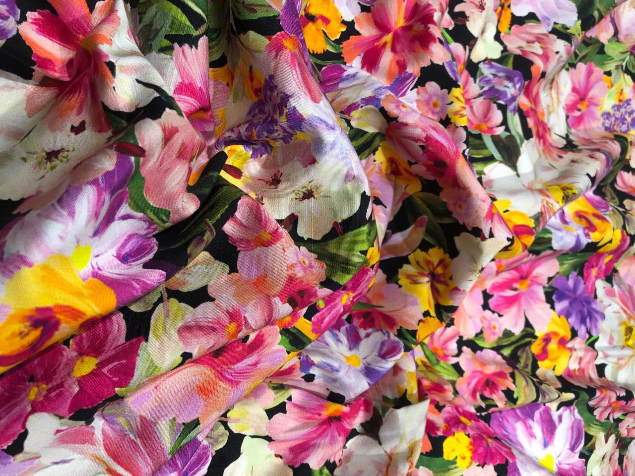 Heavy linen ,cotton and viscose colorful floral digital print [17713]