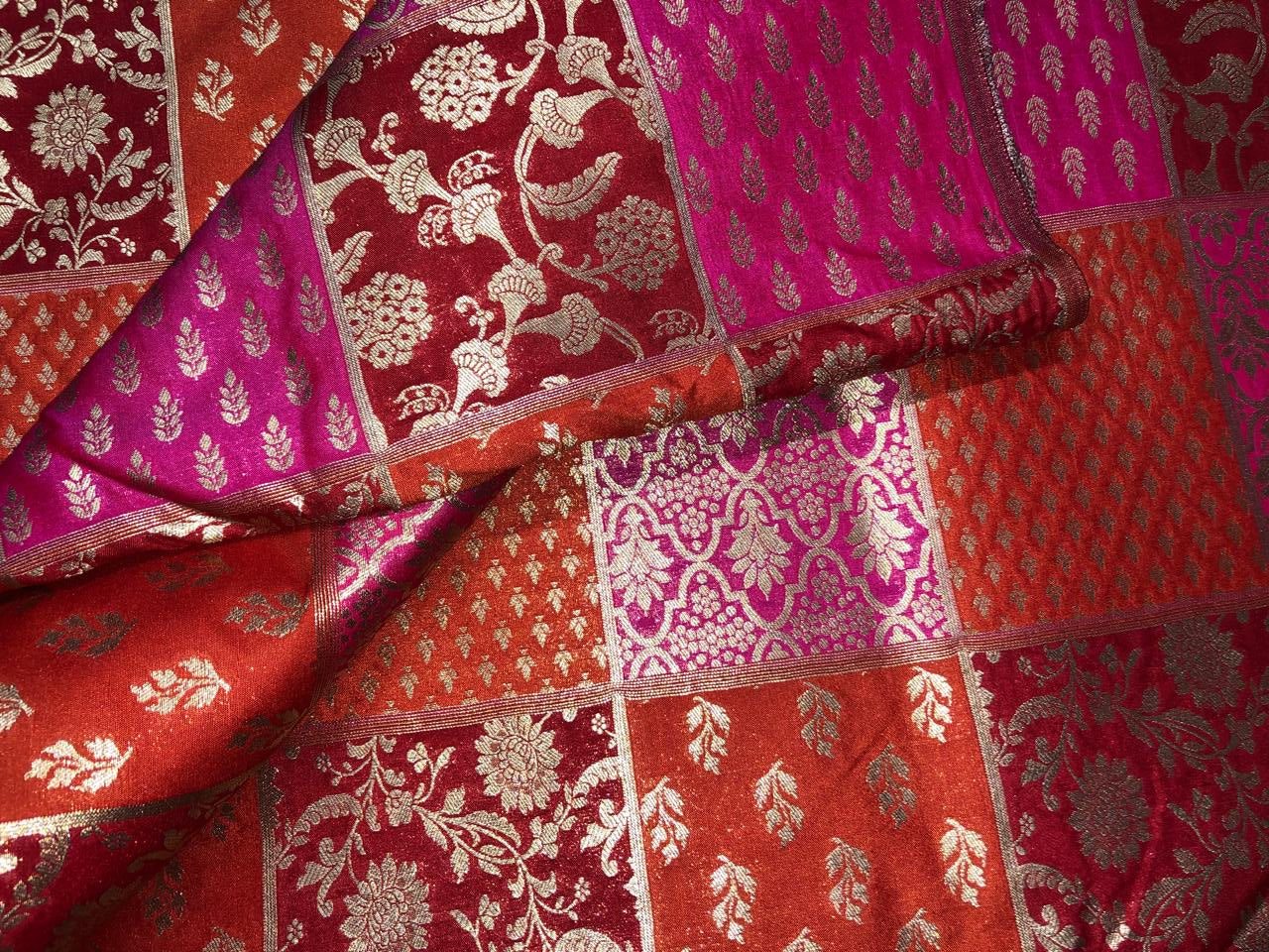 Silk Brocade fabric multi colour jacquard 44" wide BRO1071 available in 8 different color combinations[BRO1071[1-8]]