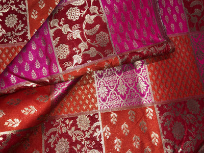 Silk Brocade fabric multi colour jacquard 44" wide BRO1071 available in 8 different color combinations[BRO1071[1-8]]