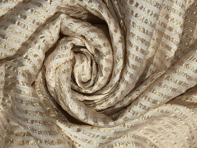 SILK  Crushed MUGA SILK TISSUE STRIPES GOLD [17709]