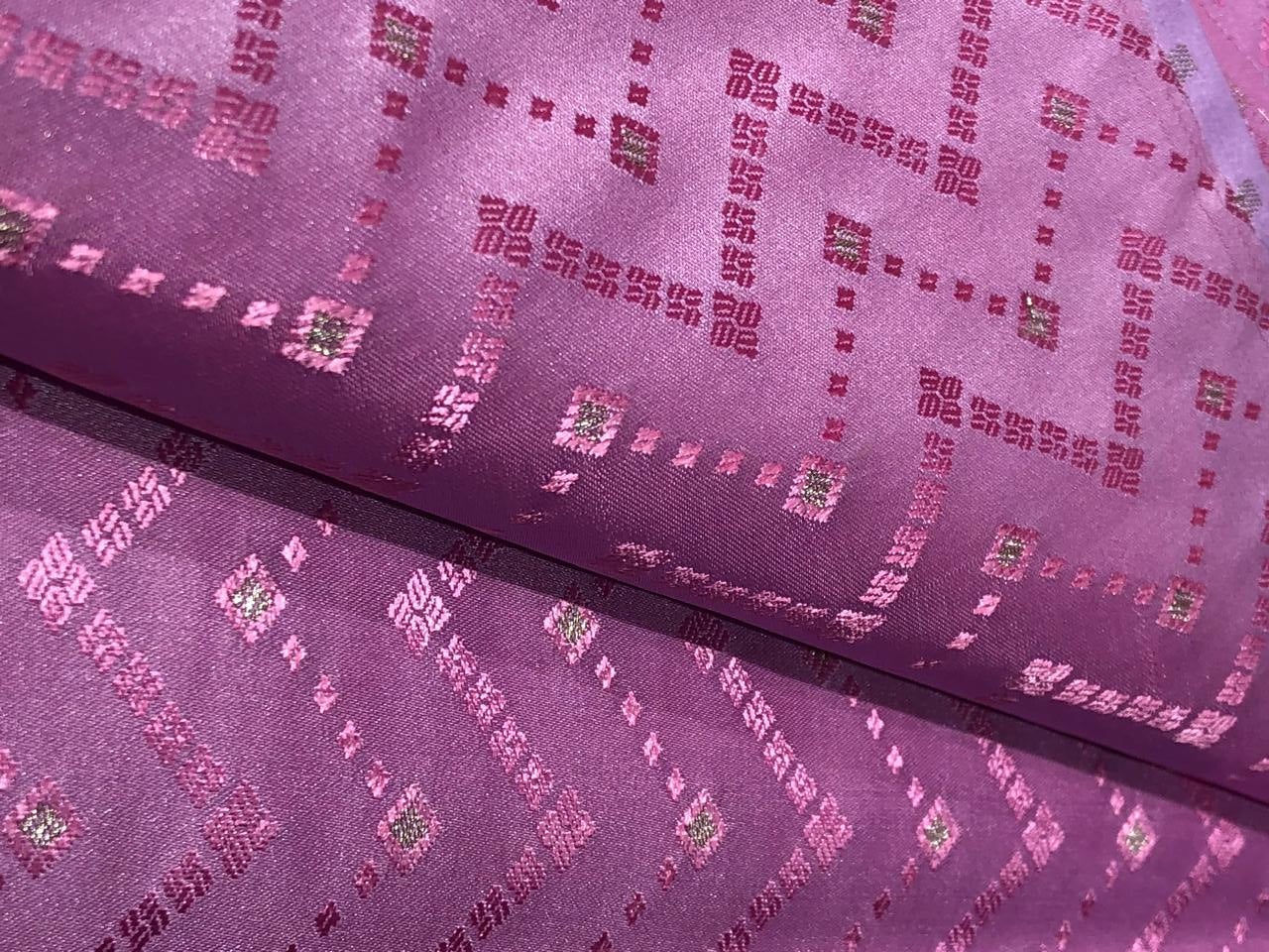 Silk Brocade fabric 44" taffy pink geometric zigzag BRO1038[1]