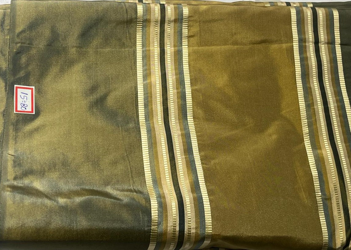 100% SILK TAFFETA FABRIC GOLD AND GOLD X BLUE TAFETTA JACQUARD STRIPES TAFNEWS27