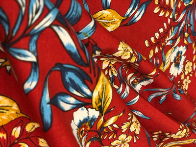 100% Cotton available in 2 prints and colors  print 58" wide red floral and indigo floral [18623/24]