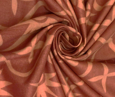 Linen Viscose onion skin print abstract with floral and sun motif [18553]