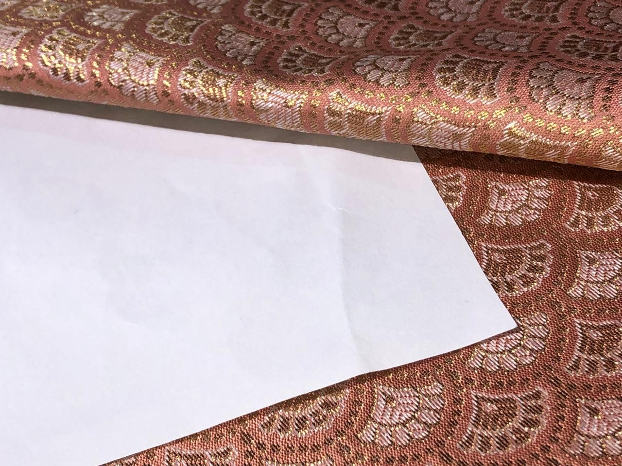 Silk Brocade fabric MOTIF with subtle gold jacquard available in 3 colors dark peach ,pastel peach and ivory BRO992[4/5/6]